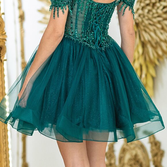 New Mini Red Special Occasion Tulle Dress w/ Sequins Embellished Bodice DQ 3405 - Picture 6 of 9